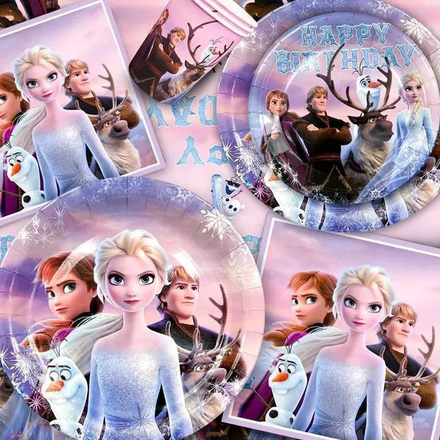 Alt view image 6 of 7 - Disney Frozen Party Supplies,184pcs Frozen Birthday Decorations&Tableware Set-Plate Balloons Banner etc Frozen Party Decorations