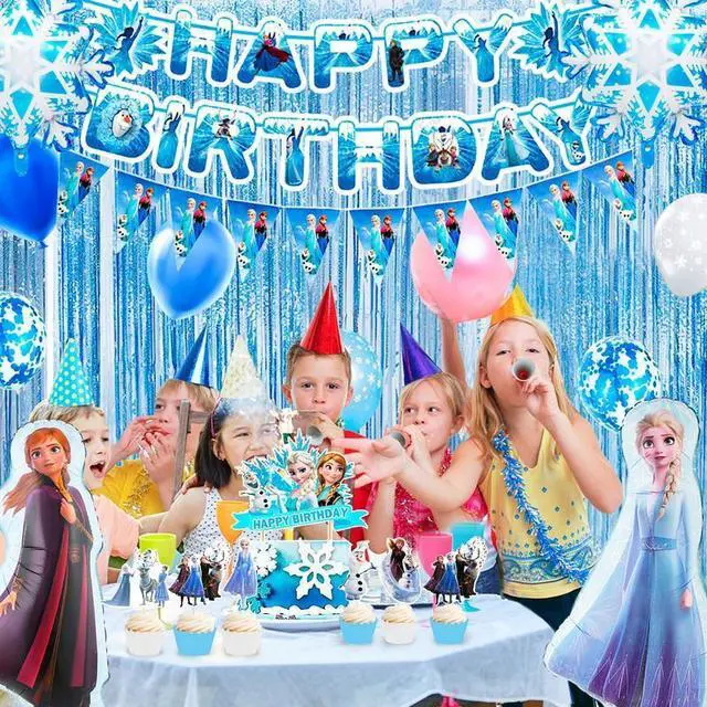 Alt view image 3 of 7 - Frozen Birthday Party Supplies-55pcs Frozen Party Decorations Set-Frozen Balloon,Elsa Foil Balloon,Snowflake Balloons Banner Cake Toppers Crown Tiara Wand etc Elsa Frozen Decorations for Girls Party