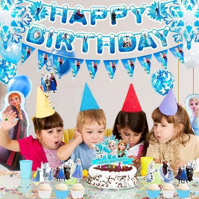 Alt view image 5 of 7 - Frozen Birthday Party Supplies-55pcs Frozen Party Decorations Set-Frozen Balloon,Elsa Foil Balloon,Snowflake Balloons Banner Cake Toppers Crown Tiara Wand etc Elsa Frozen Decorations for Girls Party