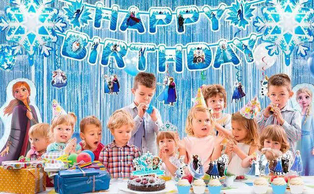 Alt view image 7 of 7 - Frozen Birthday Party Supplies-55pcs Frozen Party Decorations Set-Frozen Balloon,Elsa Foil Balloon,Snowflake Balloons Banner Cake Toppers Crown Tiara Wand etc Elsa Frozen Decorations for Girls Party