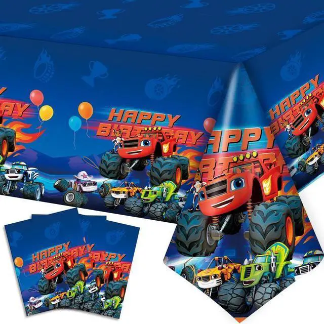 Main image of Blaze Party Tablecloths, 3 Pcs Blaze and The Monster Machines Party Decorations Tablecloths set - Blaze Tablecloth, Blaze Party Table Cover for Blaze Birthday Party Supplies