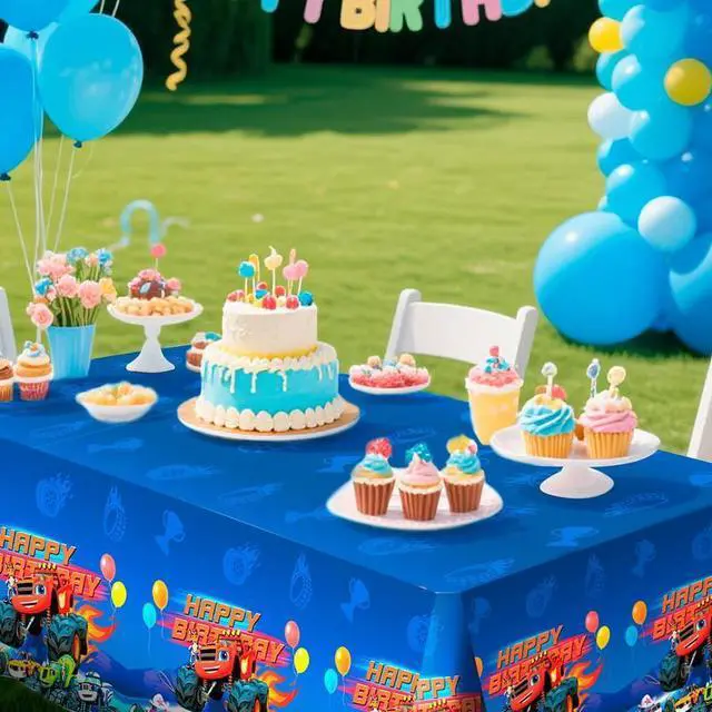 Alt view image 5 of 7 - Blaze Party Tablecloths, 3 Pcs Blaze and The Monster Machines Party Decorations Tablecloths set - Blaze Tablecloth, Blaze Party Table Cover for Blaze Birthday Party Supplies