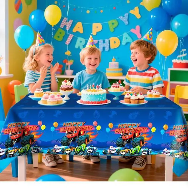 Alt view image 6 of 7 - Blaze Party Tablecloths, 3 Pcs Blaze and The Monster Machines Party Decorations Tablecloths set - Blaze Tablecloth, Blaze Party Table Cover for Blaze Birthday Party Supplies