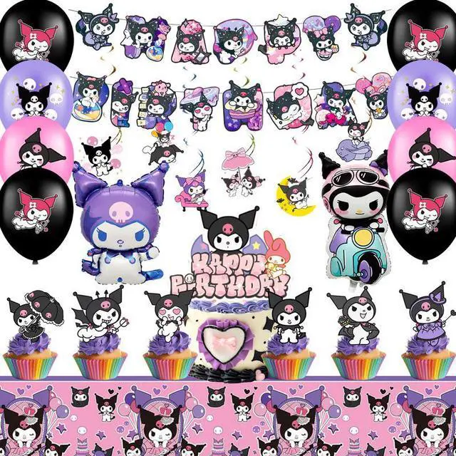 Main image of Kuromi Party Decorations, 33 Pcs Kuromi Birthday Supplies - Kuromi Party Banners Balloons Cake Toppers Tablecloths etc Kuromi Birthday Decorations for Kuromi Party