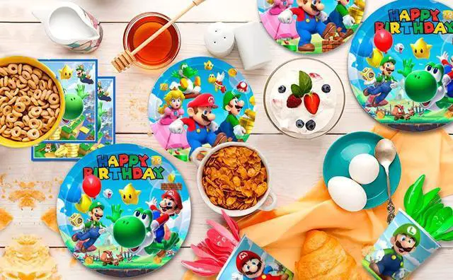 Alt view image 7 of 7 - 161 Pcs Super Mario Party Decorations Tableware Set - Mario Party Plates & Mario Birthday Paper Cups & Mario Napkins & Super Mario Table Cloth etc Super Mario Party Supplies for Kids