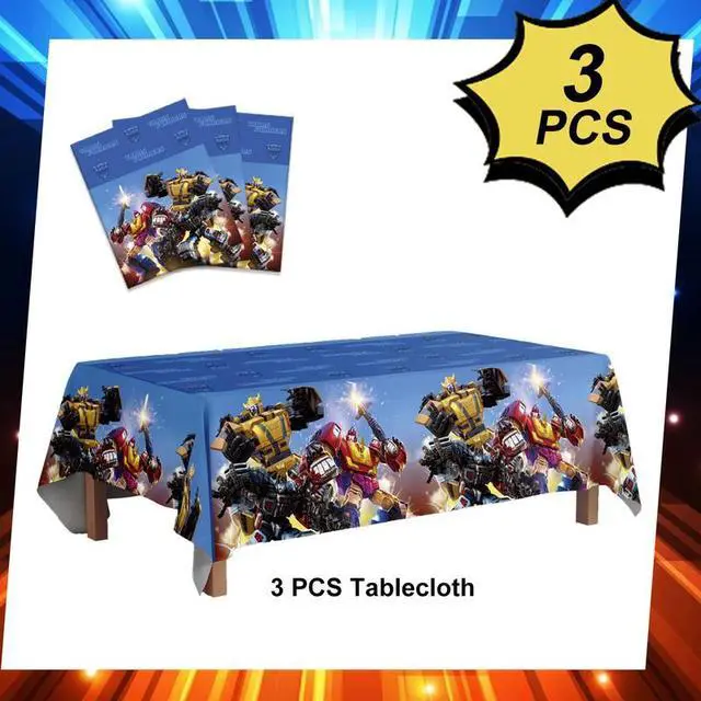Alt view image 2 of 7 - Transformers Birthday Party Supplies, 3 Pcs Transformers Tablecloths - Suitable for Boys Transformers Party Decorations, Transformers Birthday Party Decorations etc. Transformers Themed Party Supplies
