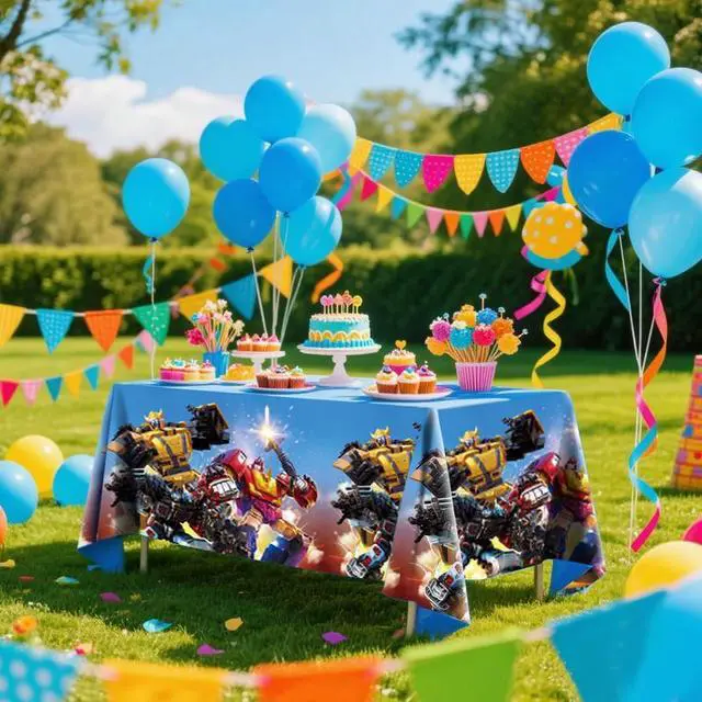 Alt view image 3 of 7 - Transformers Birthday Party Supplies, 3 Pcs Transformers Tablecloths - Suitable for Boys Transformers Party Decorations, Transformers Birthday Party Decorations etc. Transformers Themed Party Supplies