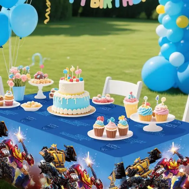 Alt view image 5 of 7 - Transformers Birthday Party Supplies, 3 Pcs Transformers Tablecloths - Suitable for Boys Transformers Party Decorations, Transformers Birthday Party Decorations etc. Transformers Themed Party Supplies