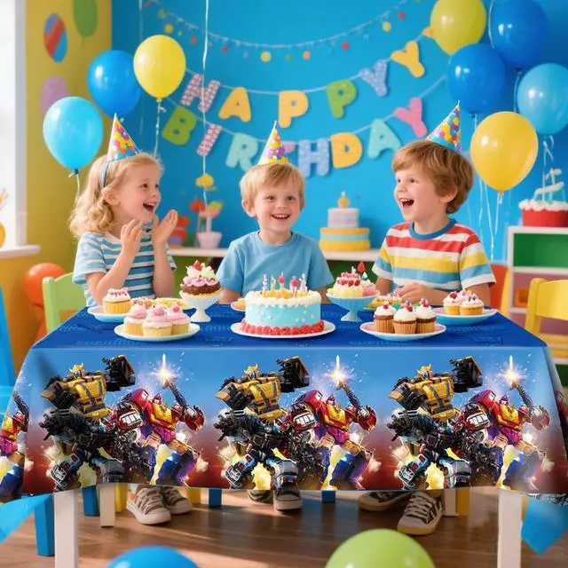 Alt view image 6 of 7 - Transformers Birthday Party Supplies, 3 Pcs Transformers Tablecloths - Suitable for Boys Transformers Party Decorations, Transformers Birthday Party Decorations etc. Transformers Themed Party Supplies