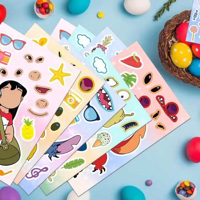 Alt view image 4 of 7 - Stitch Party Supplies, 24 Pcs Stitch Party Stickers Set with 8 Designs Characters for Stitch Decoration, Make Your Own Stitch Stickers for Stitch Birthday Decorations Favors