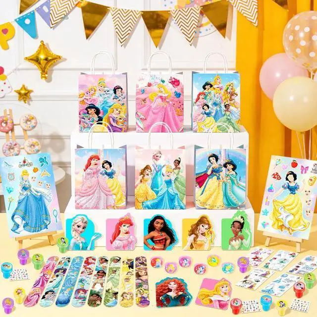 Alt view image 3 of 7 - 99 Pcs Disney Princess Party Favors - Disney Princess Birthday Gift Bags Temporary Tattoo Diy Sticker keychain Pens etc Disney Princess Birthday Party Favors
