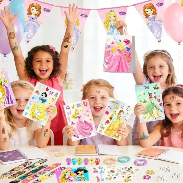 Alt view image 5 of 7 - 99 Pcs Disney Princess Party Favors - Disney Princess Birthday Gift Bags Temporary Tattoo Diy Sticker keychain Pens etc Disney Princess Birthday Party Favors