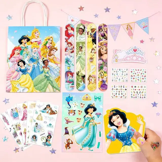 Alt view image 6 of 7 - 99 Pcs Disney Princess Party Favors - Disney Princess Birthday Gift Bags Temporary Tattoo Diy Sticker keychain Pens etc Disney Princess Birthday Party Favors