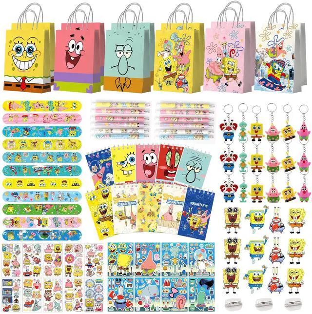 Main image of SpongeBob Party Favors, 96 Pcs All-In-One SpongeBob Birthday Party Favors Pack - SpongeBob Theme Keychain Gift Bags Stickers Notebooks etc SpongeBob Birthday Party Favors for Kids