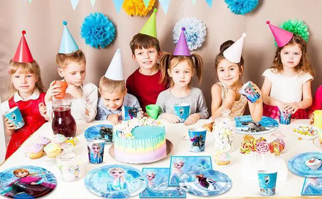 Alt view image 7 of 7 - Frozen Birthday Party Decorations Tableware,120pcs Frozen Plates and Napkins Party Supplies Includ 60 7''& 9''Frozen Party Plates,30 Frozen Napkins&30 Frozen Cups for Elsa Birthday Party Decorations