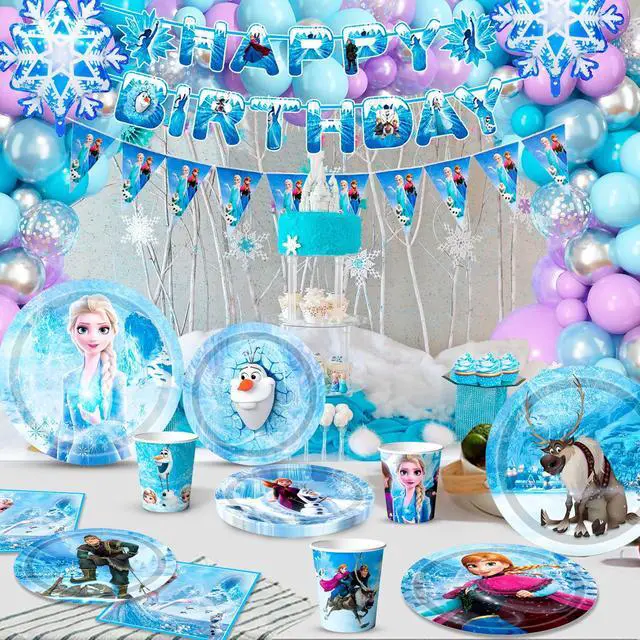 Alt view image 5 of 7 - Frozen Birthday Party Decorations Tableware,120pcs Frozen Plates and Napkins Party Supplies Includ 60 7''& 9''Frozen Party Plates,30 Frozen Napkins&30 Frozen Cups for Elsa Birthday Party Decorations