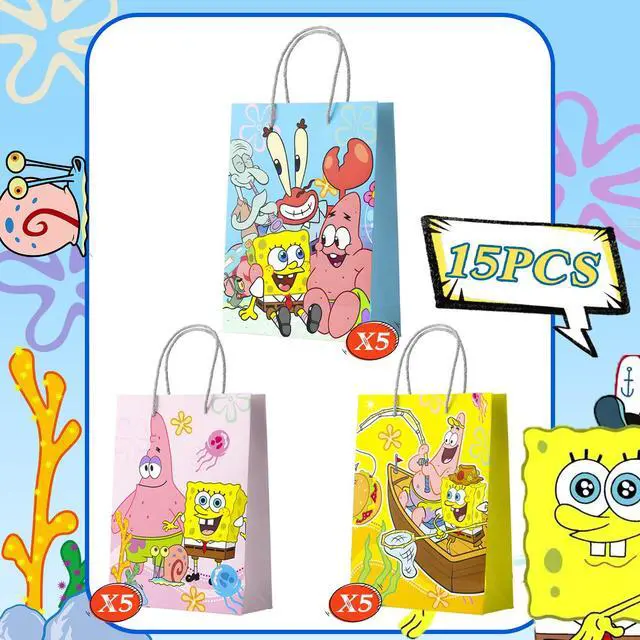Alt view image 2 of 7 - SpongeBob Party Gift Bags, 15 Pcs SpongeBob Favor Bags for Birthday Party/SpongeBob Favor Bags/Candy Bags/SpongeBob Paper Bags for Boys/Girls Kids SpongeBob Theme Birthday Party Decoration Supplies