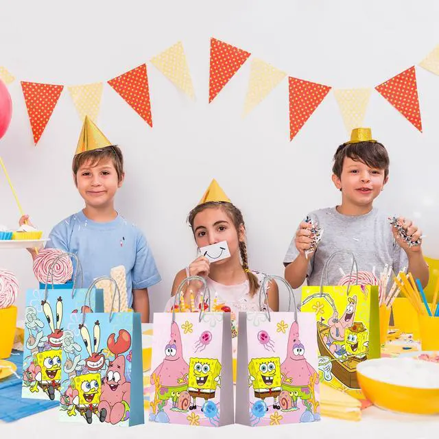 Alt view image 3 of 7 - SpongeBob Party Gift Bags, 15 Pcs SpongeBob Favor Bags for Birthday Party/SpongeBob Favor Bags/Candy Bags/SpongeBob Paper Bags for Boys/Girls Kids SpongeBob Theme Birthday Party Decoration Supplies