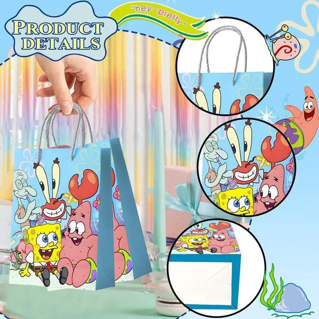 Alt view image 5 of 7 - SpongeBob Party Gift Bags, 15 Pcs SpongeBob Favor Bags for Birthday Party/SpongeBob Favor Bags/Candy Bags/SpongeBob Paper Bags for Boys/Girls Kids SpongeBob Theme Birthday Party Decoration Supplies