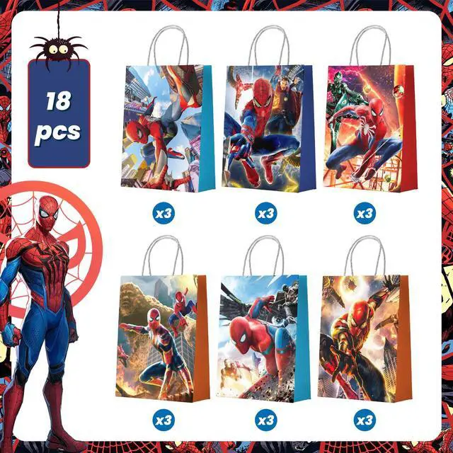 Alt view image 2 of 7 - 18 Pcs Spiderman Party Favors Gift Bag Avengers Goodie Bags Loot Bags Food Bags