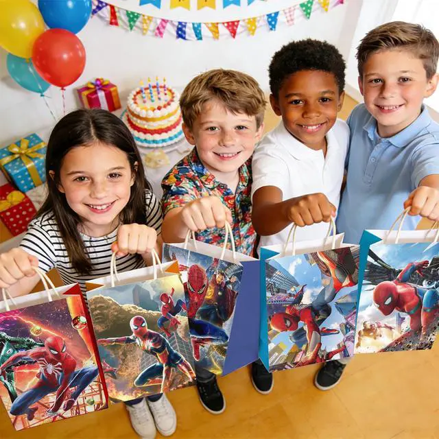 Alt view image 3 of 7 - 18 Pcs Spiderman Party Favors Gift Bag Avengers Goodie Bags Loot Bags Food Bags