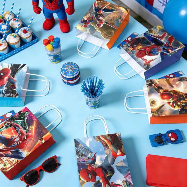 Alt view image 4 of 7 - 18 Pcs Spiderman Party Favors Gift Bag Avengers Goodie Bags Loot Bags Food Bags