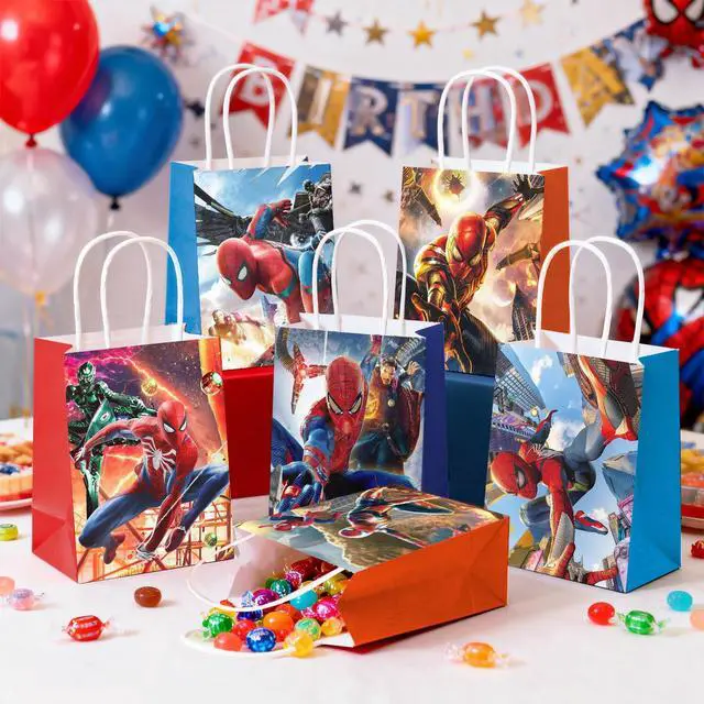 Alt view image 5 of 7 - 18 Pcs Spiderman Party Favors Gift Bag Avengers Goodie Bags Loot Bags Food Bags