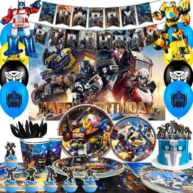 Main image of 114Pcs Transformer Birthday Decoration Transformer Party Supplies Balloon Plates