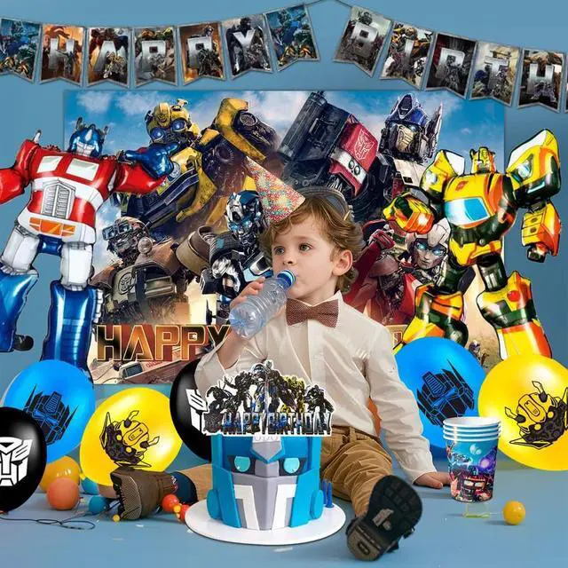 Alt view image 4 of 7 - 114Pcs Transformer Birthday Decoration Transformer Party Supplies Balloon Plates