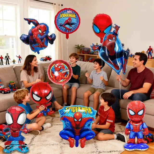 Alt view image 4 of 7 - Spider Man Foil Balloons Avengers Birthday Supplies Marvel Party Decorations