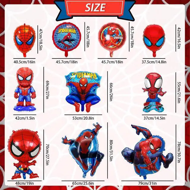 Alt view image 7 of 7 - Spider Man Foil Balloons Avengers Birthday Supplies Marvel Party Decorations