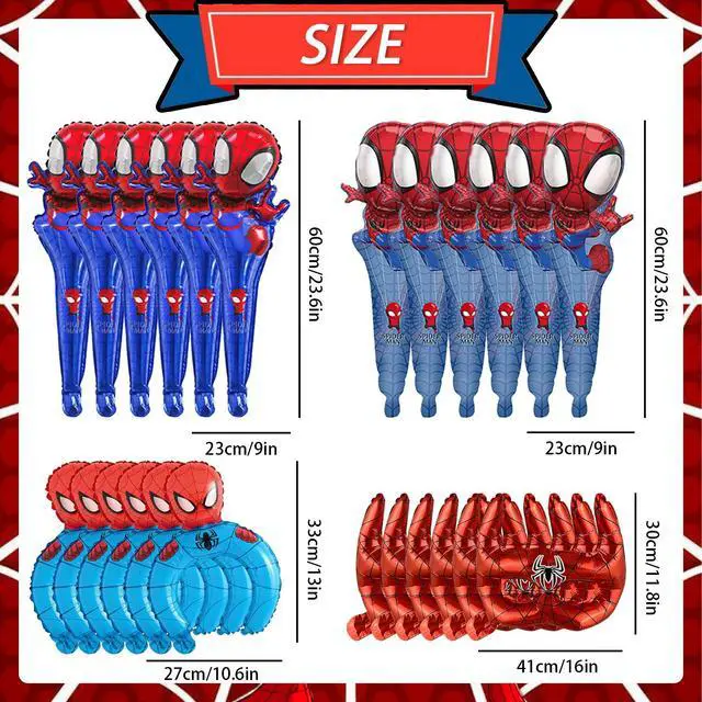 Alt view image 7 of 7 - Spider Man Handheld Foil Balloons Party Decoration Avengers Party Favors Balloon