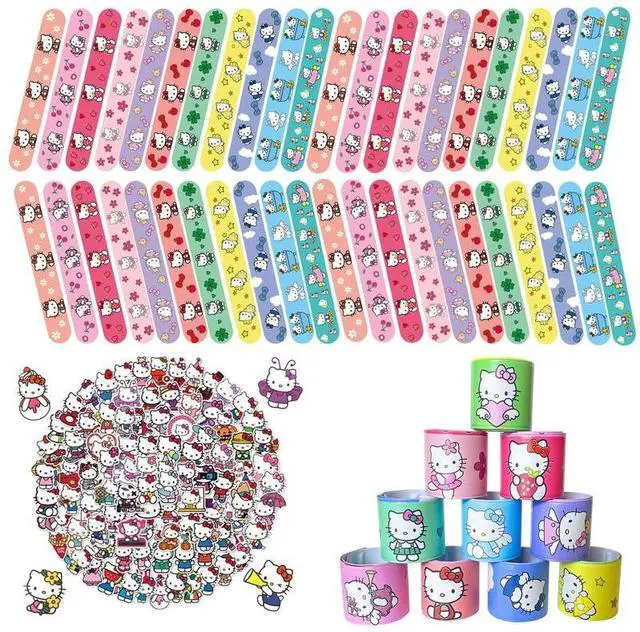 Main image of Hello Kitty Themed Birthday Party Favors Slap Bracelets Bracelets Stickers