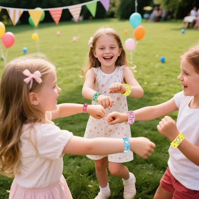 Alt view image 4 of 7 - Hello Kitty Themed Birthday Party Favors Slap Bracelets Bracelets Stickers