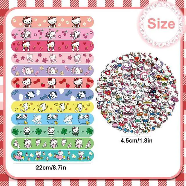 Alt view image 7 of 7 - Hello Kitty Themed Birthday Party Favors Slap Bracelets Bracelets Stickers