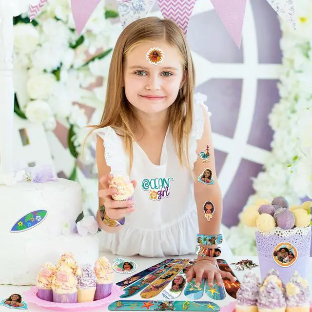 Alt view image 5 of 7 - Moana Theme Birthday Party Favors Slap Bracelets Stickers for Boys and Girls