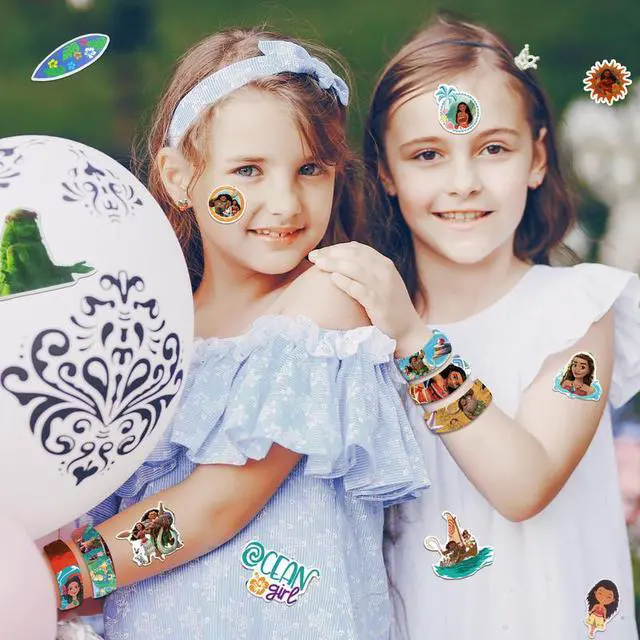 Alt view image 3 of 7 - Moana Theme Birthday Party Favors Slap Bracelets Stickers for Boys and Girls
