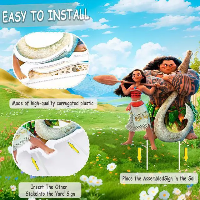 Alt view image 3 of 7 - Disney Moana Yard Sign Set Moana Party Decorations Moana Birthday Party Supplies