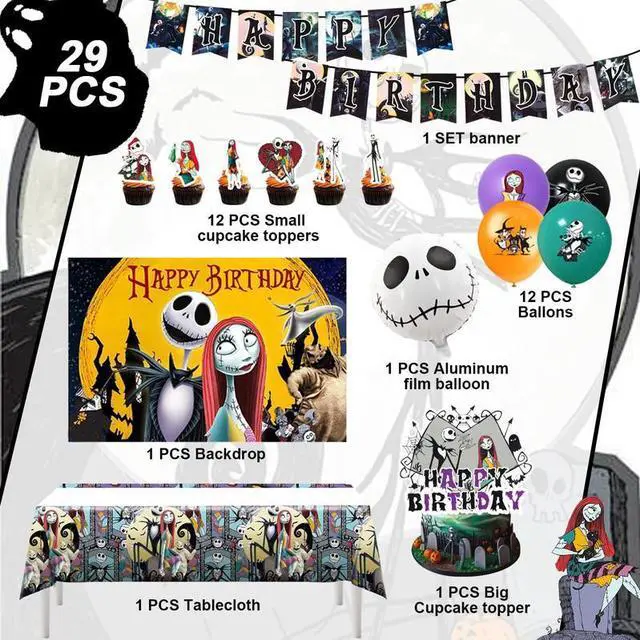 Alt view image 2 of 7 - The Nightmare Before Christmas Party Decoration Kits Banners Backdrop Tablecloth