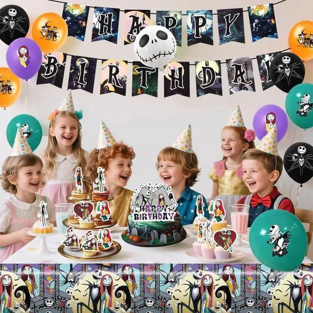 Alt view image 5 of 7 - The Nightmare Before Christmas Party Decoration Kits Banners Backdrop Tablecloth