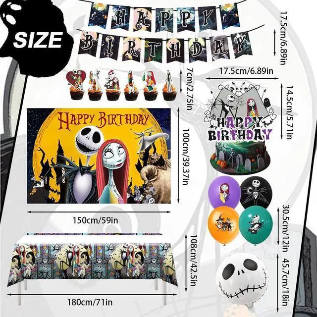 Alt view image 7 of 7 - The Nightmare Before Christmas Party Decoration Kits Banners Backdrop Tablecloth