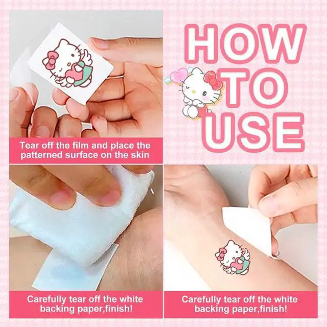 Alt view image 2 of 7 - Hello Kitty Themed Stickers Tattoo Stickers Set Kids Birthday Party Favors