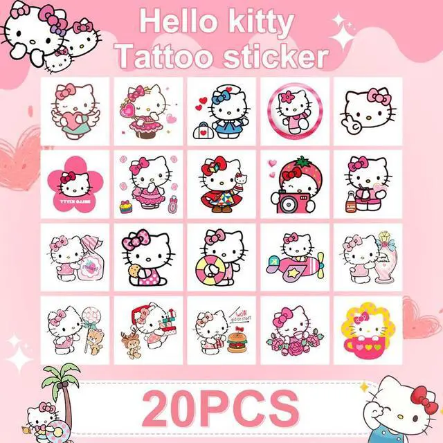 Alt view image 3 of 7 - Hello Kitty Themed Stickers Tattoo Stickers Set Kids Birthday Party Favors