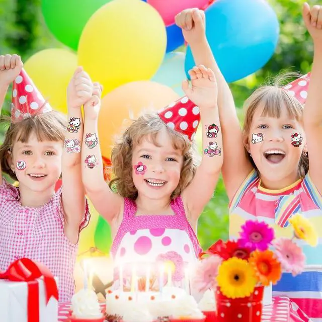 Alt view image 4 of 7 - Hello Kitty Themed Stickers Tattoo Stickers Set Kids Birthday Party Favors