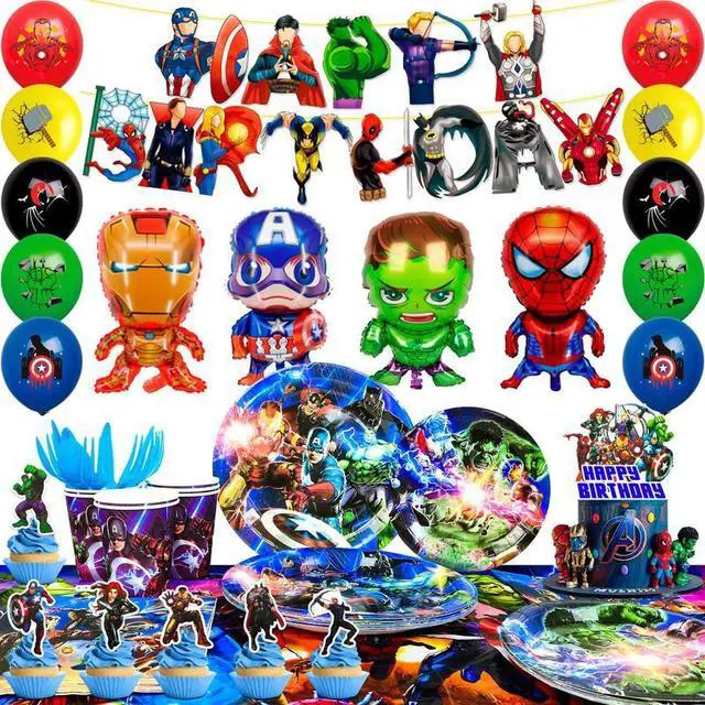 Main image of Avengers Decorations Tableware Set Banner Napkins Tablecloth Balloons Avengers