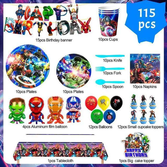 Alt view image 2 of 7 - Avengers Decorations Tableware Set Banner Napkins Tablecloth Balloons Avengers