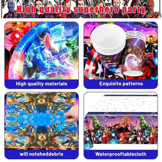 Alt view image 4 of 7 - Avengers Decorations Tableware Set Banner Napkins Tablecloth Balloons Avengers