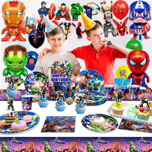 Alt view image 6 of 7 - Avengers Decorations Tableware Set Banner Napkins Tablecloth Balloons Avengers