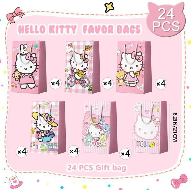 Alt view image 2 of 7 - Hello Kitty Party Favor Bags,24Pcs Hello Kitty Goodie Bags for Paper with Handle