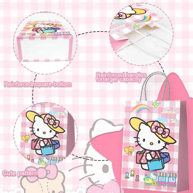 Alt view image 5 of 7 - Hello Kitty Party Favor Bags,24Pcs Hello Kitty Goodie Bags for Paper with Handle